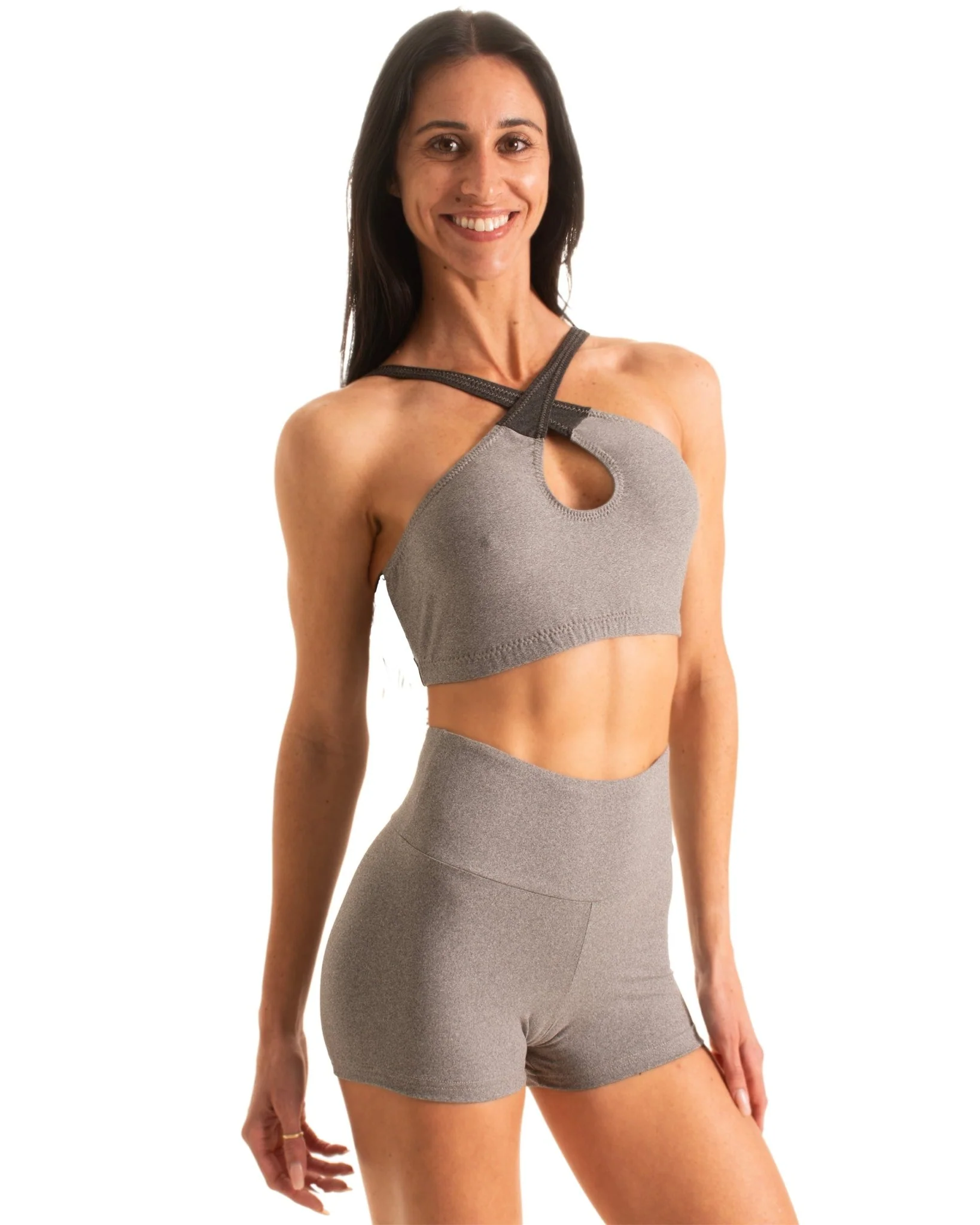 A42 - Womens High-Waisted Scrunch-Back Gym Shorts - Solids - Image 12