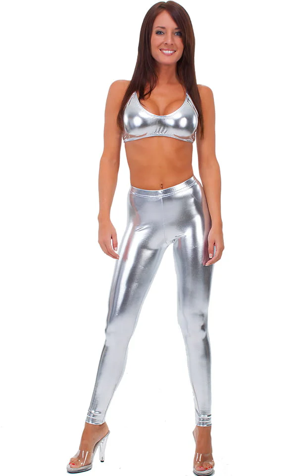 A4 - Womens Regular Waist Leggings - Metallics - Image 10