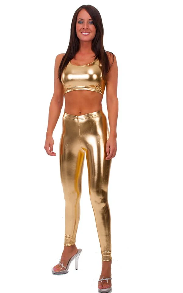 A4 - Womens Regular Waist Leggings - Metallics - Image 6