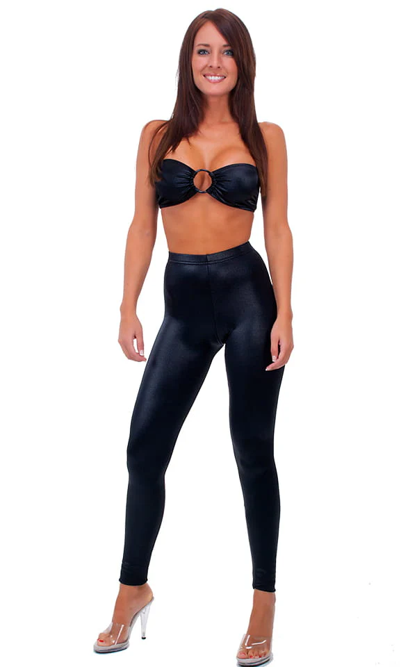 T44 - Womens Ring Bandeau Bikini Top - Wet Look - Image 4