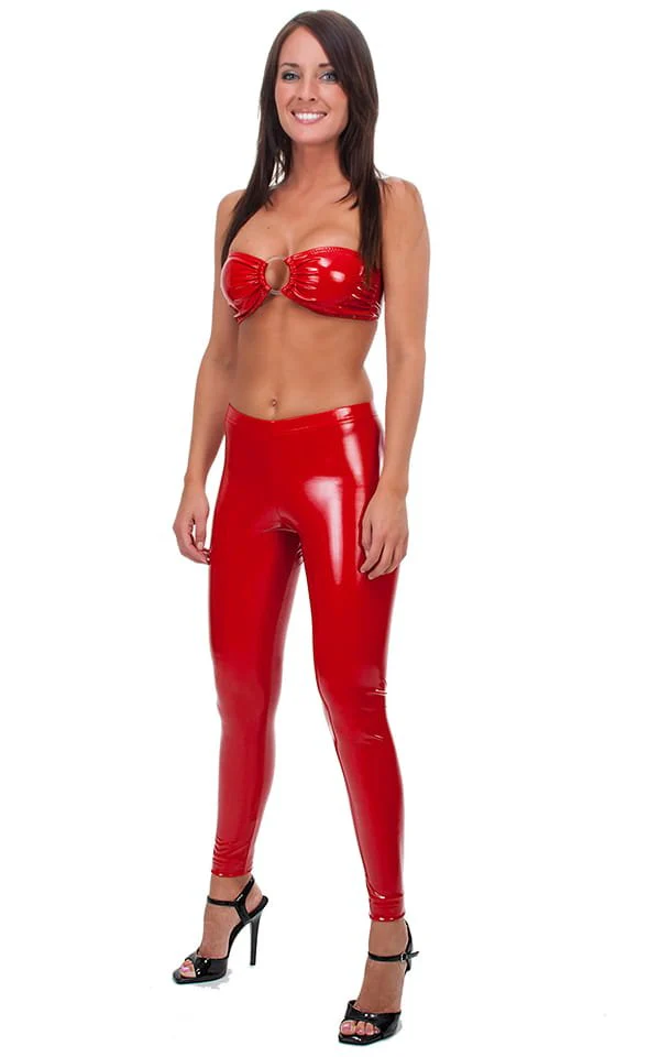 T44 - Womens Ring Bandeau Bikini Top - Wet Look - Image 7